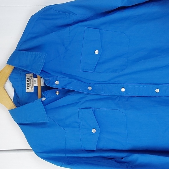 Duke Haband Bright Blue Pearl Snap Western Cowboy Shirt Sz.Large - Picture 2 of 9